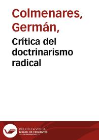 Crítica del doctrinarismo radical | Biblioteca Virtual Miguel de Cervantes