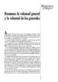 Rousseau: la voluntad general y la voluntad de los generales / Héctor Subirats | Biblioteca Virtual Miguel de Cervantes