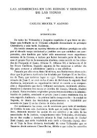 Las audiencias en los reinos y señoríos de las Indias / Carlos Miguel y Alonso | Biblioteca Virtual Miguel de Cervantes