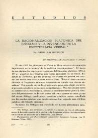La racionalización platónica del ensalmo y la invención de la psicoterapia verbal / por Pedro Laín Entralgo | Biblioteca Virtual Miguel de Cervantes