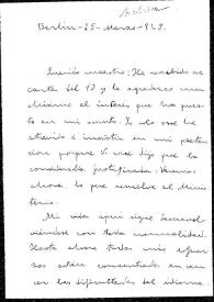 Carta de José María Ots a Rafael Altamira. Berlín, 25 de marzo de 1923  | Biblioteca Virtual Miguel de Cervantes
