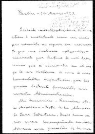 Carta de José María Ots a Rafael Altamira. Berlín, 29 de marzo de 1923  | Biblioteca Virtual Miguel de Cervantes