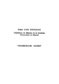 «Consecratio mundi» / Pedro Laín Entralgo | Biblioteca Virtual Miguel de Cervantes