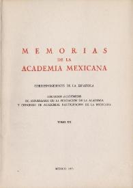 Memorias de la Academia Mexicana correspondiente de la Española. Tomo 20. (Discursos Académicos) [1965-1968] | Biblioteca Virtual Miguel de Cervantes