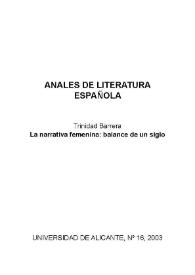 La narrativa femenina: balance de un siglo / Trinidad Barrera | Biblioteca Virtual Miguel de Cervantes