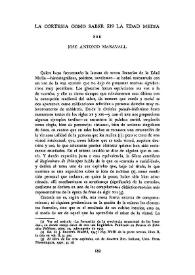 La cortesía como saber en la Edad Media / por José Antonio Maravall | Biblioteca Virtual Miguel de Cervantes