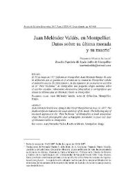  Juan Meléndez Valdés, en Montpellier. Datos sobre su última morada y muerte / Fernando Huerta Alcalde | Biblioteca Virtual Miguel de Cervantes