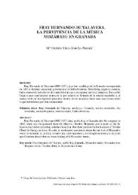 Fray Hernando de Talavera. La pervivencia de la música mozárabe en Granada / María Julieta Vega García Ferrer | Biblioteca Virtual Miguel de Cervantes