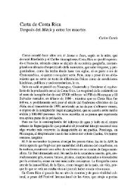 Carta de Costa Rica. Después del "Mitch" y entre los muertos / Carlos Cortés | Biblioteca Virtual Miguel de Cervantes