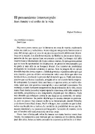 El pensamiento interrumpido. Jean Améry o el exilio de la vida / Rafael Narbona | Biblioteca Virtual Miguel de Cervantes