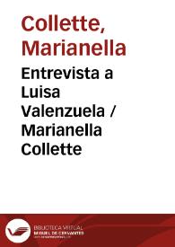 Entrevista a Luisa Valenzuela / Marianella Collette | Biblioteca Virtual Miguel de Cervantes