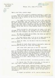 Carta de Manuel Altolaguirre a Camilo José Cela. México, 27 de julio de 1958 | Biblioteca Virtual Miguel de Cervantes