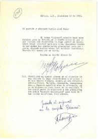 Carta de Manuel Altolaguirre a Camilo José Cela. México, 10 de diciembre de 1958 | Biblioteca Virtual Miguel de Cervantes