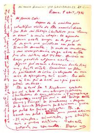 Carta de Rafael Alberti a Camilo José Cela. Roma, 1 de abril de 1966
 | Biblioteca Virtual Miguel de Cervantes