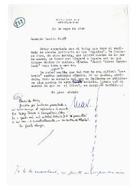 Carta de Max Aub a Camilo José Cela. México, 31 de mayo de 1958 | Biblioteca Virtual Miguel de Cervantes
