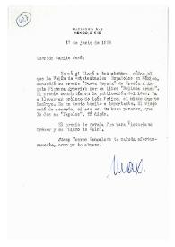 Carta de Max Aub a Camilo José Cela. México, 17 de junio de 1958 | Biblioteca Virtual Miguel de Cervantes