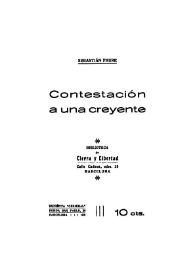 Contestación a una creyente / Sebastián Faure | Biblioteca Virtual Miguel de Cervantes