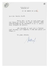 Carta de Max Aub a Camilo José Cela. México, 19 de enero de 1962 | Biblioteca Virtual Miguel de Cervantes