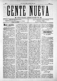 Gente Nueva : Semanario independiente (Elche). Año I, núm. 9, 15 de agosto de 1903 | Biblioteca Virtual Miguel de Cervantes