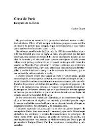 Carta de París. Después de la fiesta / Carlos Cortés | Biblioteca Virtual Miguel de Cervantes