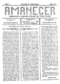 Amanecer : órgano de la sección literaria de "Coro Clavé" (Elche). Núm. 30, 6 de junio de 1926 | Biblioteca Virtual Miguel de Cervantes