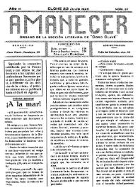 Amanecer : órgano de la sección literaria de "Coro Clavé" (Elche). Núm. 37, 23 de julio de 1926 | Biblioteca Virtual Miguel de Cervantes