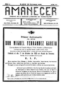 Amanecer : órgano de la sección literaria de "Coro Clavé" (Elche). Núm. 47, 10 de octubre de 1926 | Biblioteca Virtual Miguel de Cervantes