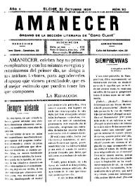 Amanecer : órgano de la sección literaria de "Coro Clavé" (Elche). Núm. 50, 31 de octubre de 1926 | Biblioteca Virtual Miguel de Cervantes