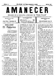 Amanecer : órgano de la sección literaria de "Coro Clavé" (Elche). Núm. 52, 14 de noviembre de 1926 | Biblioteca Virtual Miguel de Cervantes