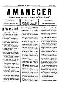Amanecer : órgano de la sección literaria de "Coro Clavé" (Elche). Núm. 53, 21 de noviembre de 1926 | Biblioteca Virtual Miguel de Cervantes