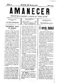 Amanecer : órgano de la sección literaria de "Coro Clavé" (Elche). Núm. 62, 30 de enero de 1927 | Biblioteca Virtual Miguel de Cervantes