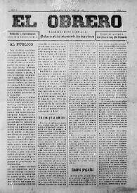 El Obrero: Periódico Independiente, Defensor de los Intereses de la Clase Obrera. Núm. 1, 18 de junio de 1905 | Biblioteca Virtual Miguel de Cervantes