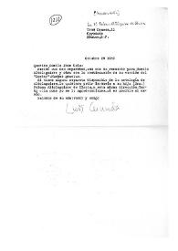 Carta de Luis Cernuda a Camilo José Cela. México, 29 de octubre de 1959
 | Biblioteca Virtual Miguel de Cervantes