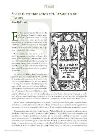 Sobre el posible autor del Lazarillo de Tormes / José Delfín Val | Biblioteca Virtual Miguel de Cervantes