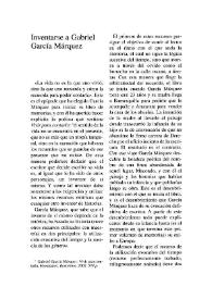 Inventarse a Gabriel García Márquez / Mariano Veloy | Biblioteca Virtual Miguel de Cervantes