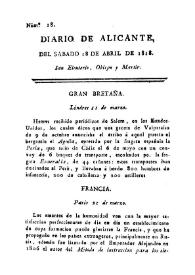 Diario de Alicante. Núm. 18, 18 de abril de 1818 | Biblioteca Virtual Miguel de Cervantes