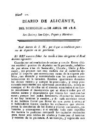 Diario de Alicante. Núm. 22, 22 de abril de 1818 | Biblioteca Virtual Miguel de Cervantes
