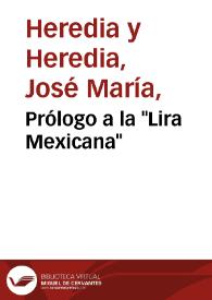 Prólogo a la "Lira Mexicana" | Biblioteca Virtual Miguel de Cervantes