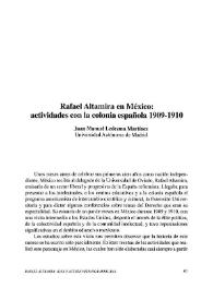 Rafael Altamira en México: actividades con la colonia española 1909-1910 / Juan Manuel Ledezma Martínez | Biblioteca Virtual Miguel de Cervantes