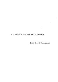 Azorín y Vicente Medina / José Paya Bernabé | Biblioteca Virtual Miguel de Cervantes