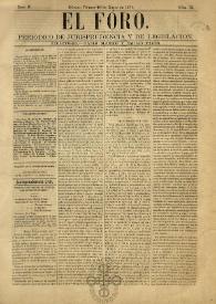 El Foro : Periódico de Jurisprudencia y Legislación. Tomo II, núm. 12, viernes 16 de enero de 1874 | Biblioteca Virtual Miguel de Cervantes