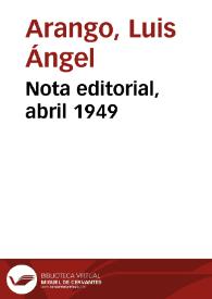 Nota editorial, abril 1949 | Biblioteca Virtual Miguel de Cervantes