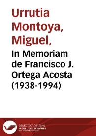 In Memoriam de Francisco J. Ortega Acosta (1938-1994) | Biblioteca Virtual Miguel de Cervantes