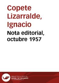 Nota editorial, octubre 1957 | Biblioteca Virtual Miguel de Cervantes
