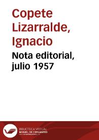 Nota editorial, julio 1957 | Biblioteca Virtual Miguel de Cervantes