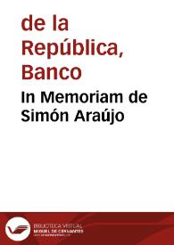 In Memoriam de Simón Araújo | Biblioteca Virtual Miguel de Cervantes