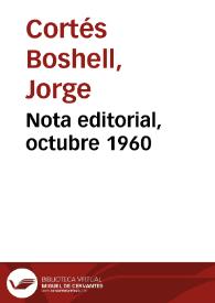 Nota editorial, octubre 1960 | Biblioteca Virtual Miguel de Cervantes
