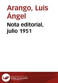 Nota editorial, julio 1951 | Biblioteca Virtual Miguel de Cervantes