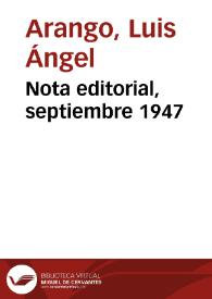 Nota editorial, septiembre 1947 | Biblioteca Virtual Miguel de Cervantes