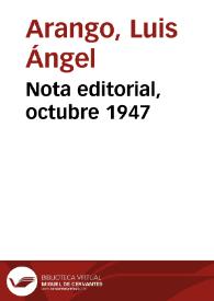 Nota editorial, octubre 1947 | Biblioteca Virtual Miguel de Cervantes
